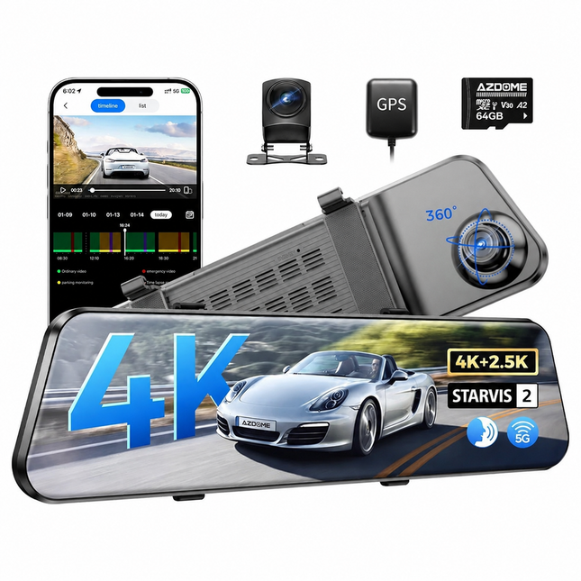 AZDome PG17 Pro 4K 2CH Wifi GPS 64gb dashcam
