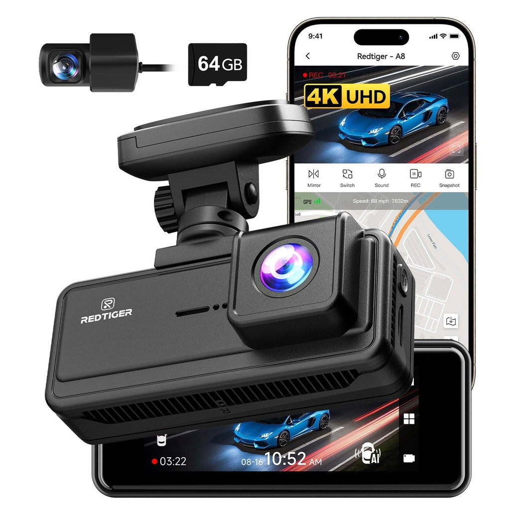 Dashcam Redtiger A8 2CH 4K Touch wifi GPS 64 GB