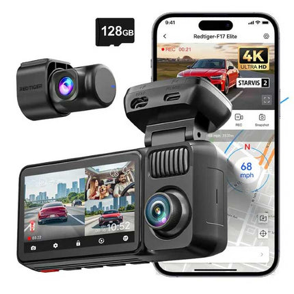 Redtiger F17 Elite 3CH 4K Wifi GPS 128gb dashcam