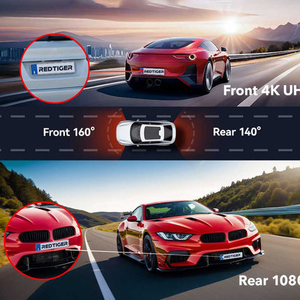 Redtiger F4 Pro 2CH 4K Touch Wifi GPS 128gb dashcam