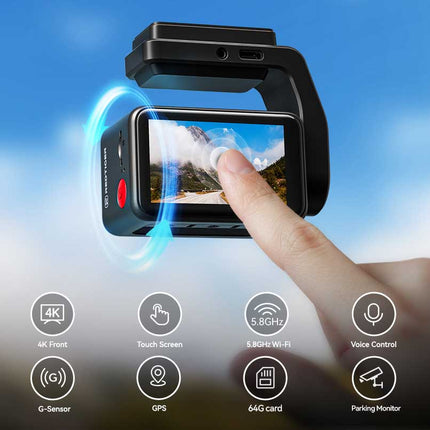 Redtiger F4 Pro 2CH 4K Touch Wifi GPS 128gb dashcam