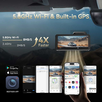 Redtiger F77 V2 4K Touch Wifi GPS 2CH 256gb dashcam