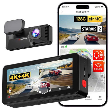 Redtiger F77 V2 4K Touch Wifi GPS 2CH 256gb dashcam