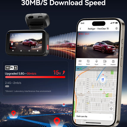 Redtiger ViewClear 70 4K Touch Wifi GPS 2CH 128gb dashcam