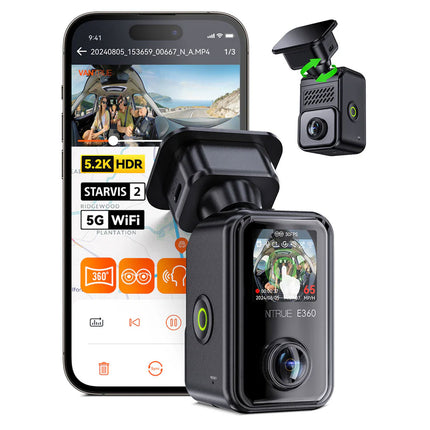 Vantrue E360 Cloud 5K 2CH Wifi GPS dashcam 360 grados