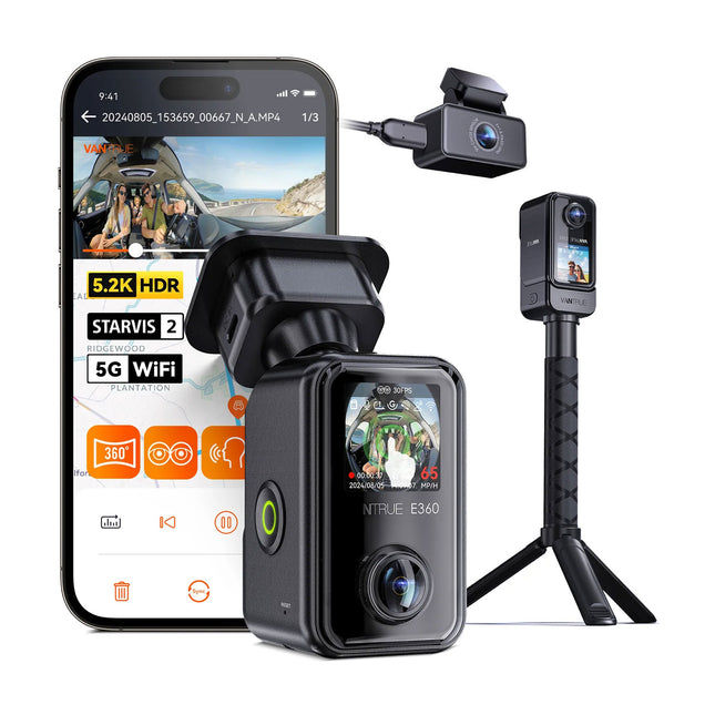 Vantrue E360 Ace Cloud 5K 3CH Wifi GPS dashcam de 360 grados