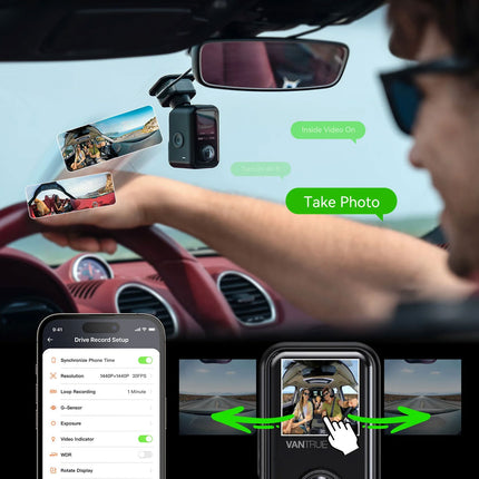 Vantrue E360 Plus Cloud 5K 3CH Wifi GPS dashcam 360 grados