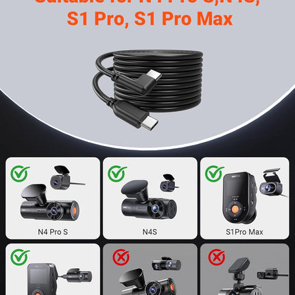 Vantrue N4 Pro / N4S: cable de 9 metros para la cámara trasera
