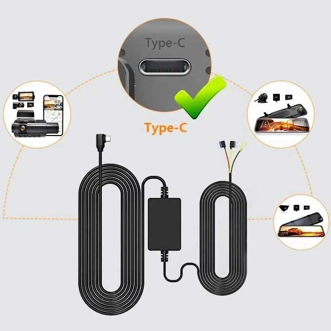 Wolfbox 4A hardwire kit USB-C 3 hilos