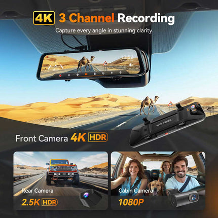 Wolfbox G900 Tripro cabin 3CH 4K Wifi GPS 256gb Mirror dashcam