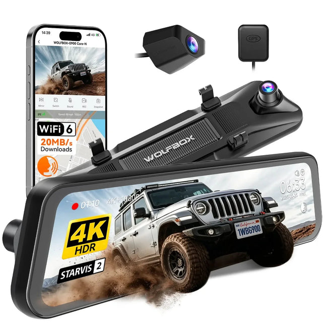 <tc>Wolfbox G900 Core 4K: dashcam con espejo retrovisor, wifi y GPS</tc>