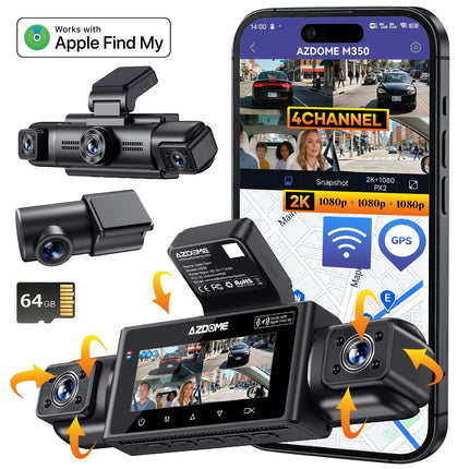 AZDome M350 4CH 2K wifi GPS 64 GB 360 grados — dashcam