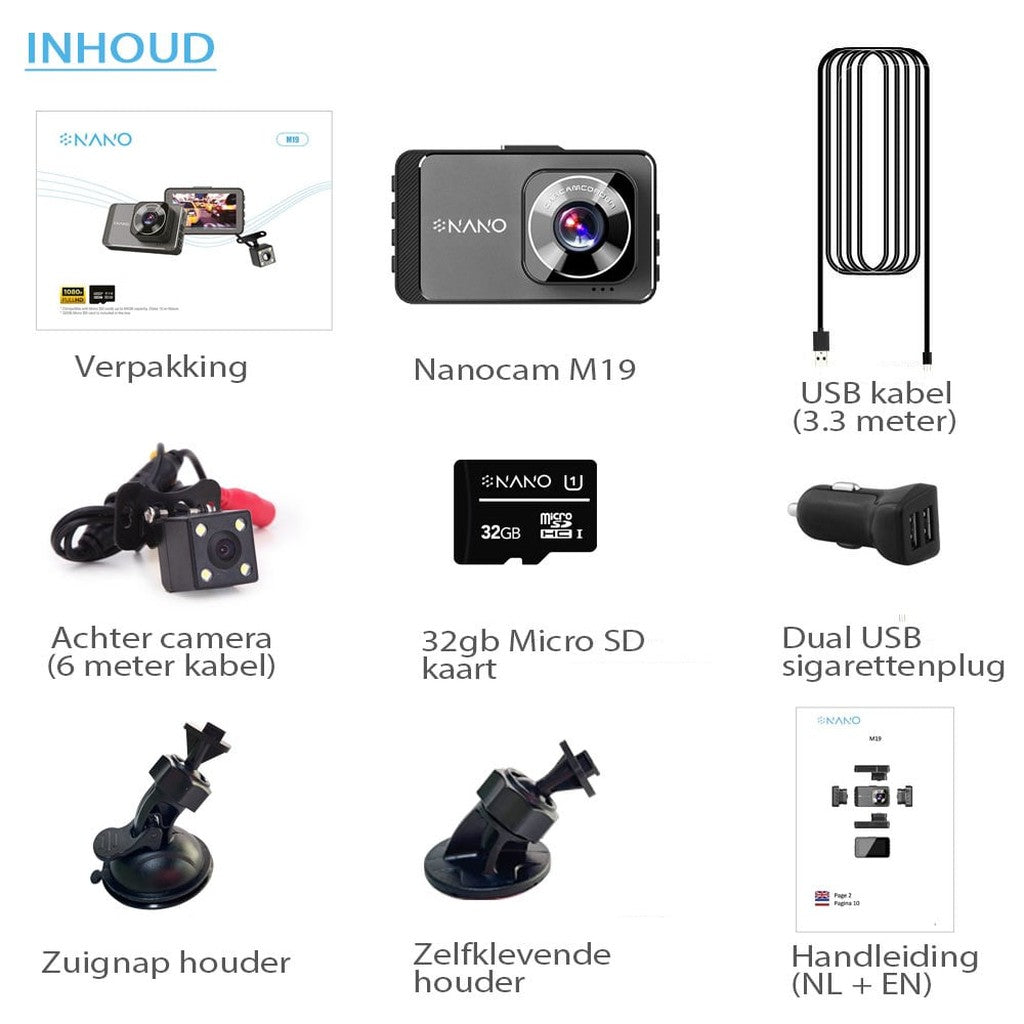 Nanocam M19 2CH Dual Full HD 32gb dashcam
