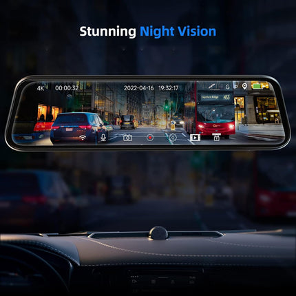 Nanocam T55 4K 2CH Wifi GPS 32gb dashcam retrovisor interior