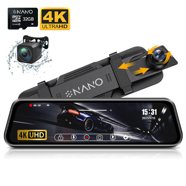 Nanocam T55 4K 2CH Wifi GPS 32gb dashcam retrovisor interior